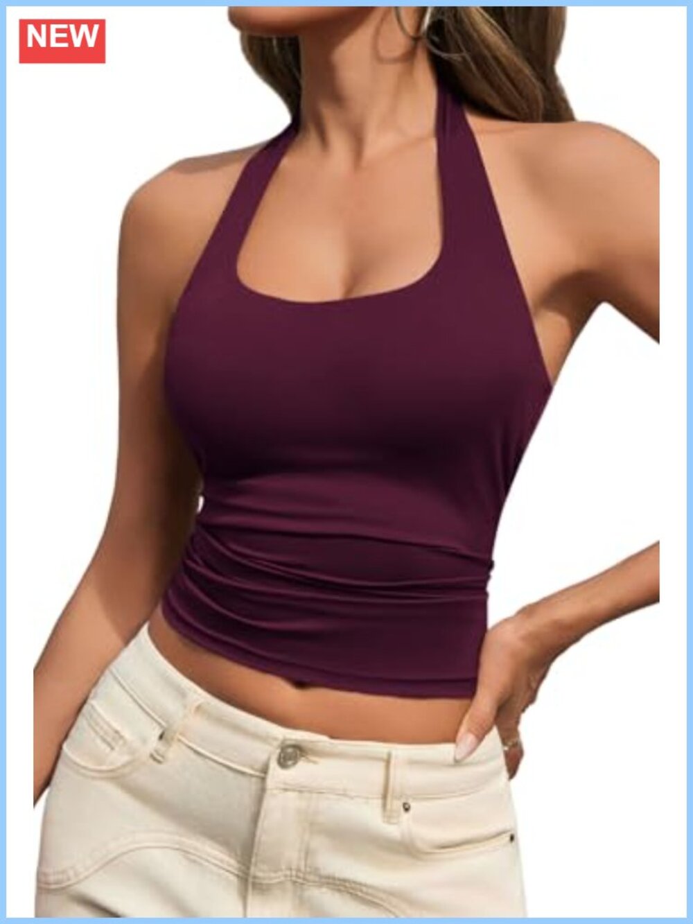Women's Sexy Halter Workout Going Out Cami Crop Tank Top